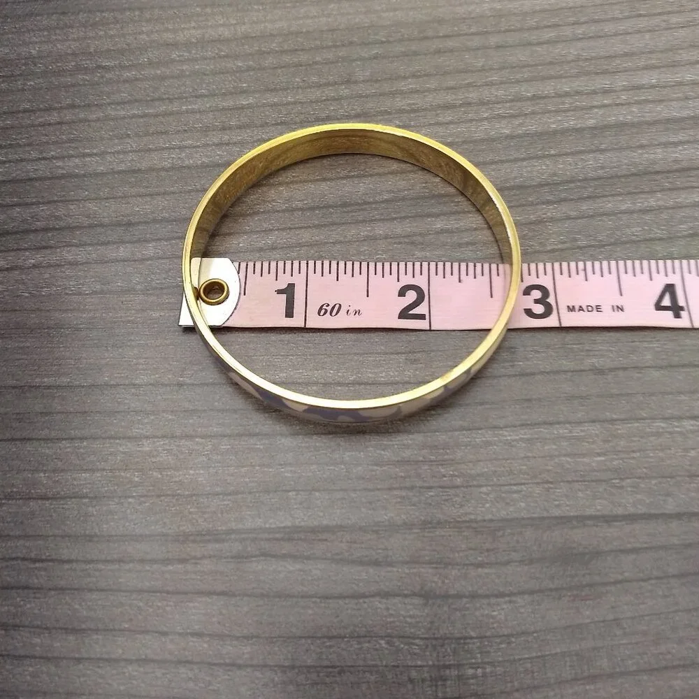 J. Crew Abstract Pattern Enamel Bangle Bracelet Set 2 Stackable Gold Tone Modern